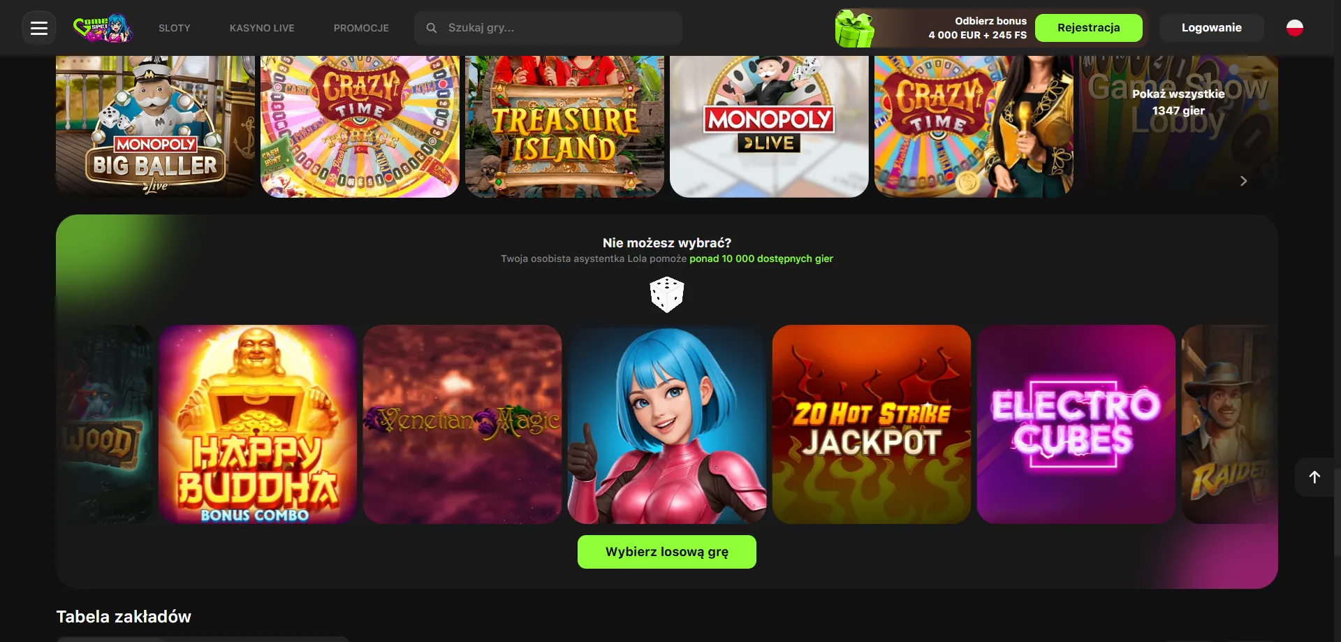 Oficjalna strona główna GameSpot Casino w Polsce